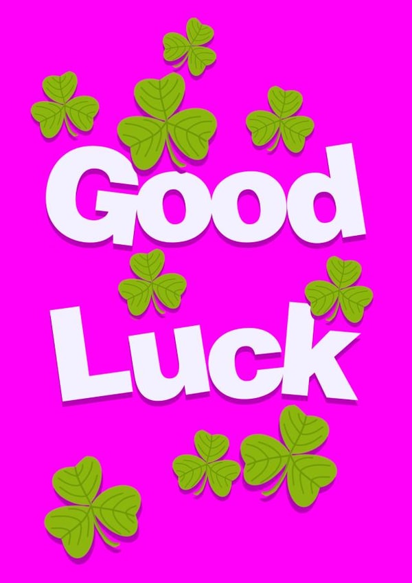 Good luck shamrocks card. Bright vibrant good luck card. created by Yamaste Art