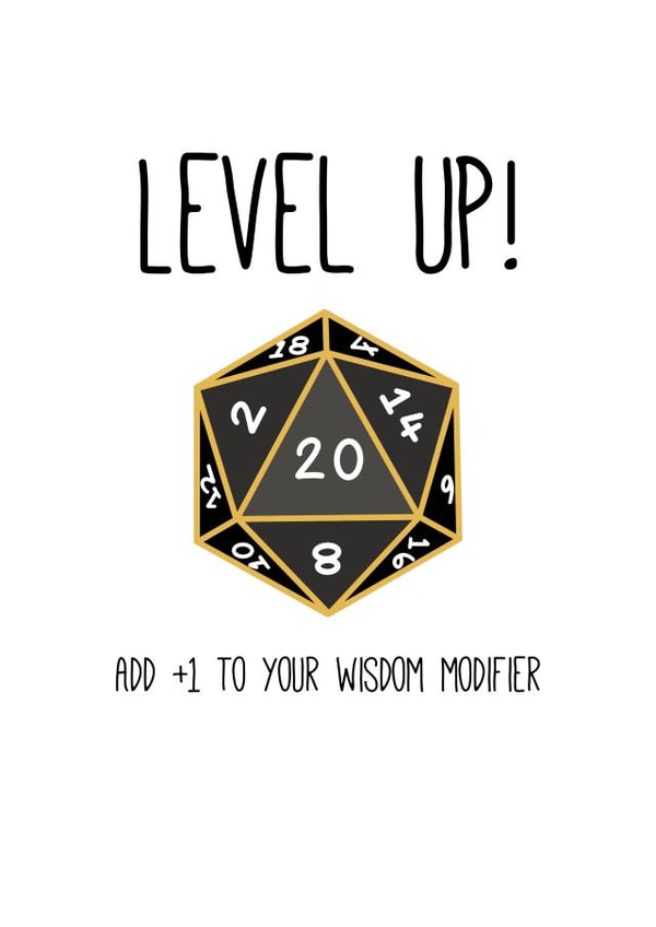 Dungeons And Dragons ‘Level Up’ Birthday Card - Funny D&D Adventure Card created by Olivia