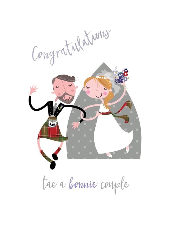 Cute Wedding Card - Scottish - Bonnie Couple created by Pink Pig