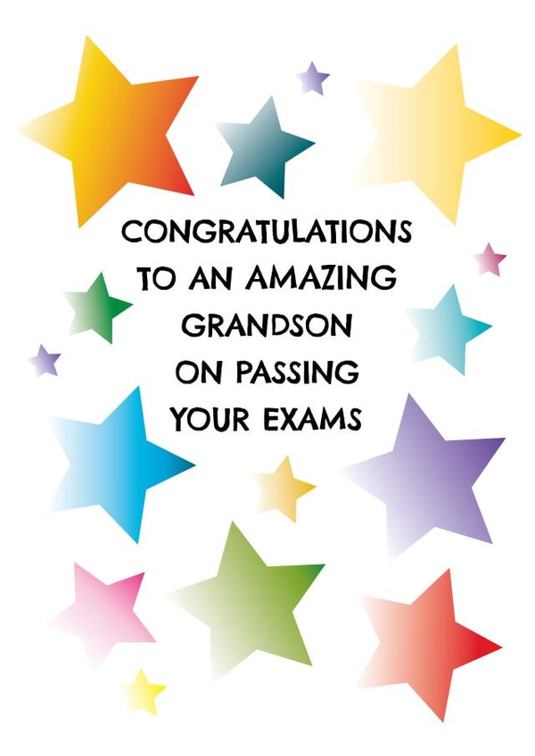 Bright Congratulations Card For Grandson - Passing Your Exams - Colourful Stars created by size3art