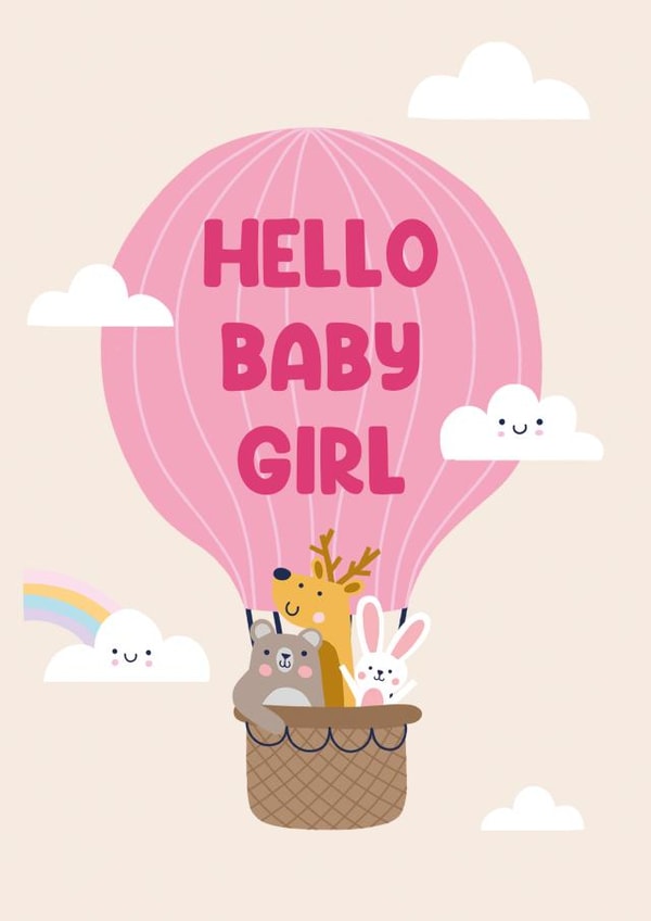 Cute New Baby Card - Hello Baby Girl created by Zoe Spry
