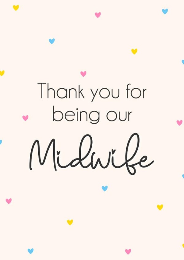 Midwife Thank You Card - For Midwives - Baby Birth - Hearts created by Lisa Wardle