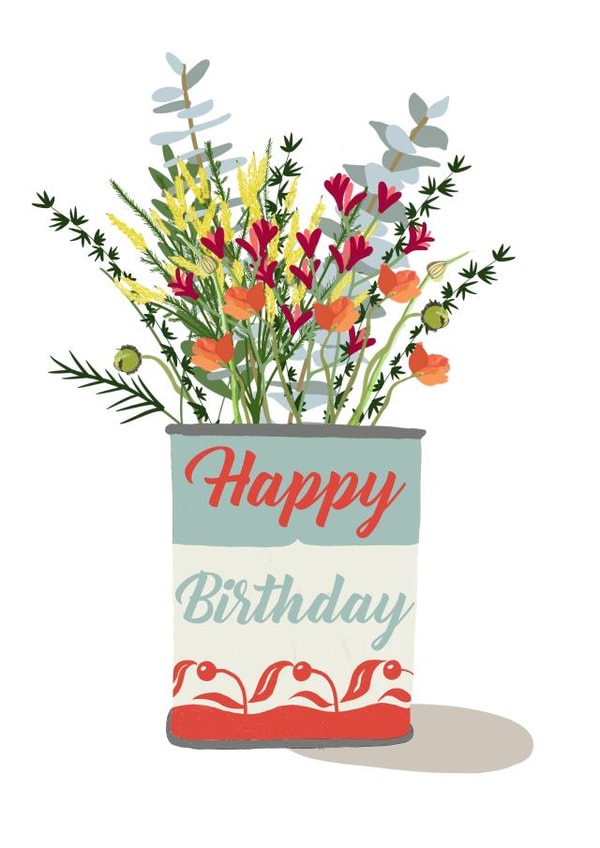 Vintage ‘Happy Birthday’ Tin of Flowers Card created by Claire Sweet Designs
