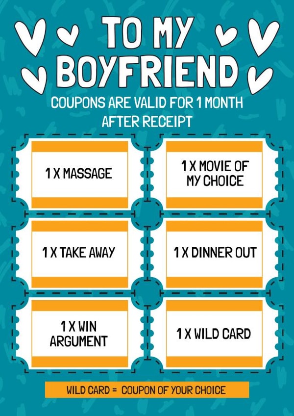 Funny Anniversary Card - Boyfriend - Voucher/Coupon created by AbiGoLucky