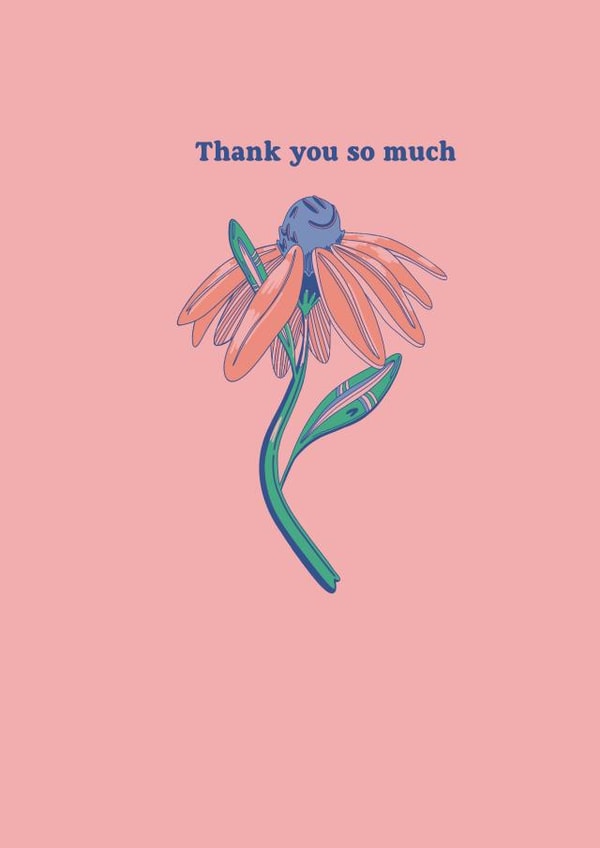Cute thank you card - send a sweet thanks with this cute flower design created by Alice's Illustrations