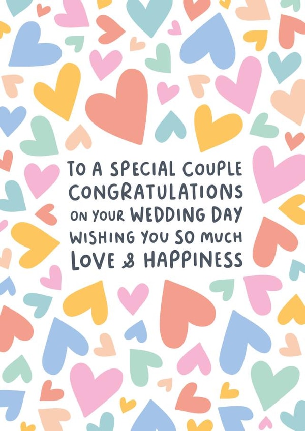 Cute Wedding Day Card - Special Couple - Hearts - Love created by Fliss Muir
