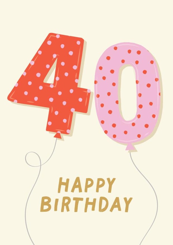 Cute Birthday Card - 40th - For Her created by Pixie Studio