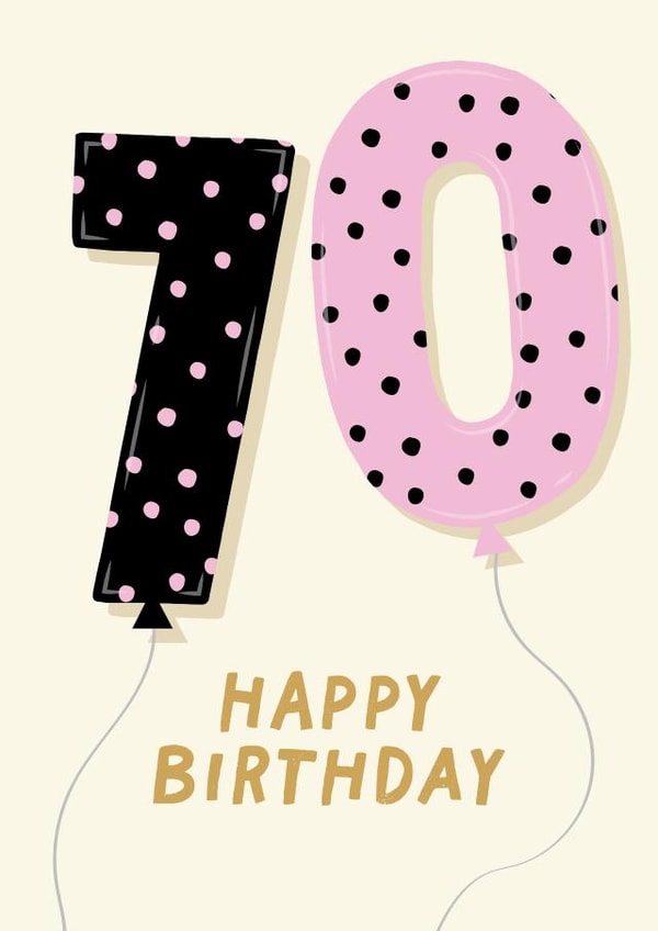 Cute Birthday Card - 70th - For Her created by Pixie Studio