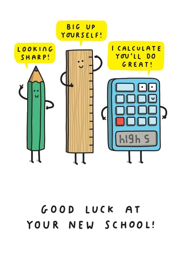 Funny Good Luck Card - New School - Stationary Puns created by mungo and shoddy