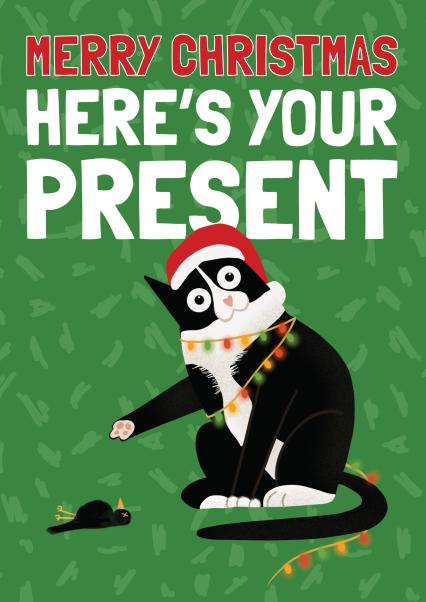 Funny Christmas Card - From the Cat - Present | thortful