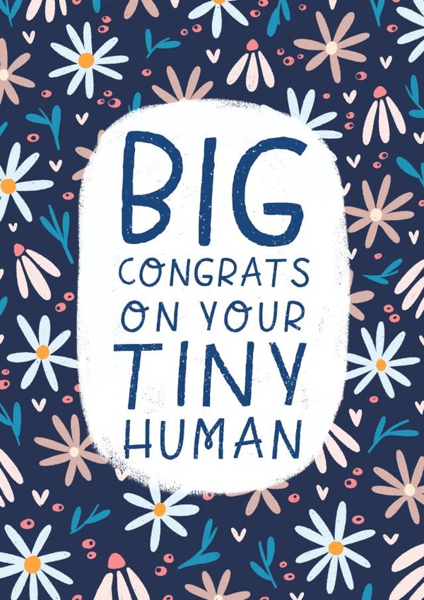 Pretty New Baby Card - Tiny Human - Floral created by Pilea Press