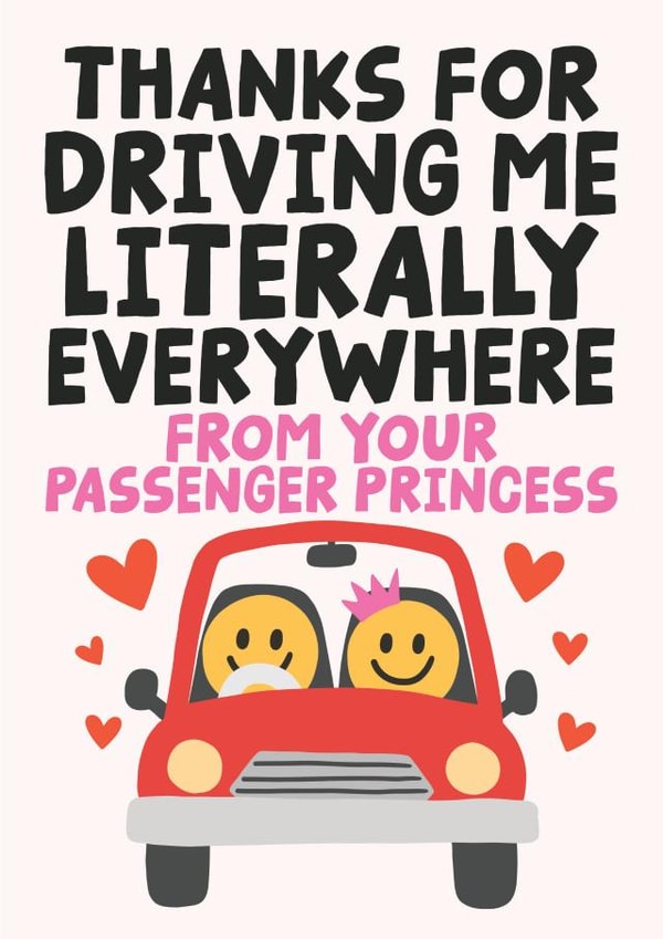 Funny Anniversary Card - Passenger Princess created by Studio Doodles
