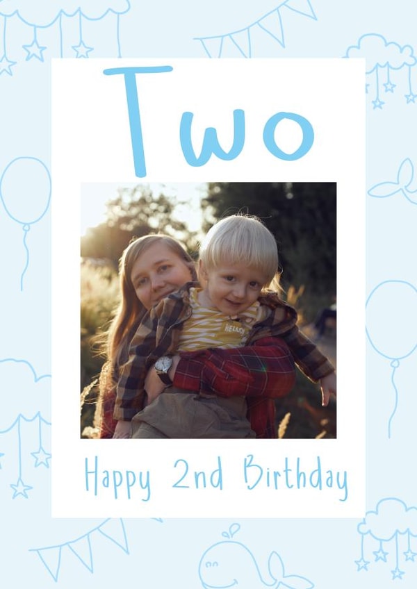 cute 2 Birthday Personalised Photo Card 20399 created by @hollielonglanddesigns