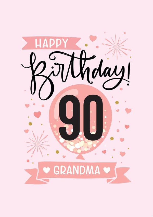 Classic Birthday Card - 90th - For Grandma created by Little Red Cherry