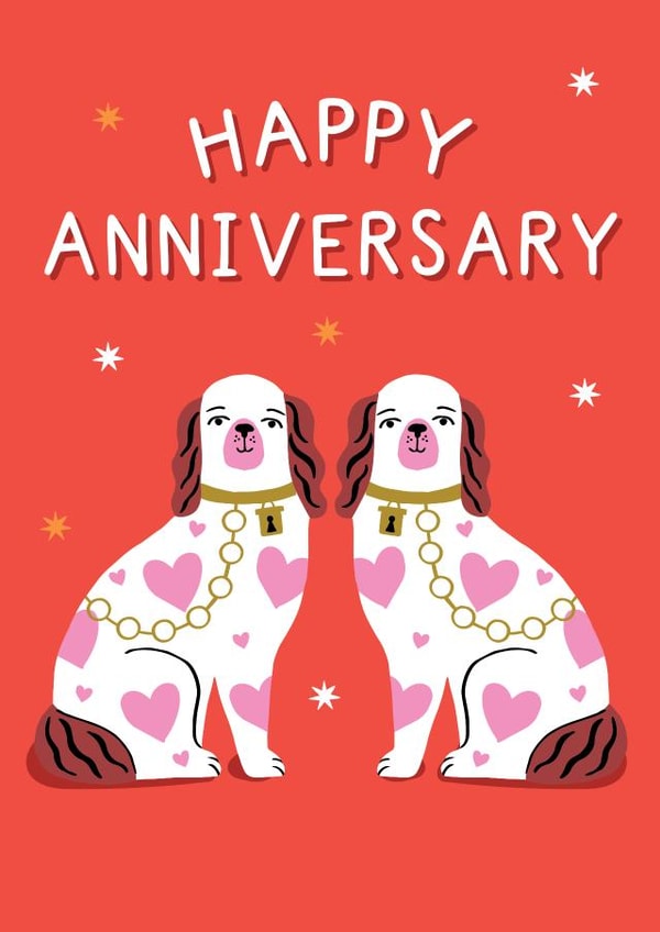 Anniversary Card - Porcelain Dogs - Happy Anniversary created by Pixie Studio