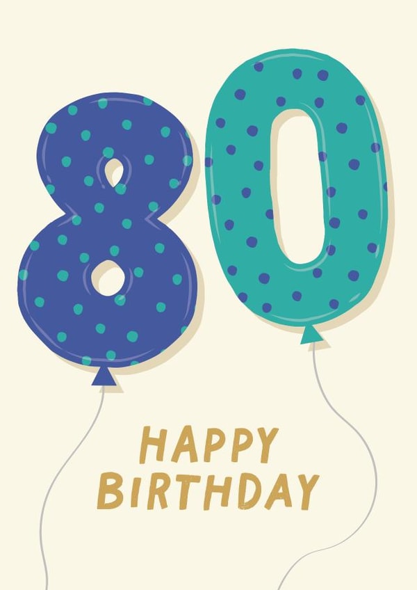 Cute Birthday Card - 80th - For Him created by Pixie Studio