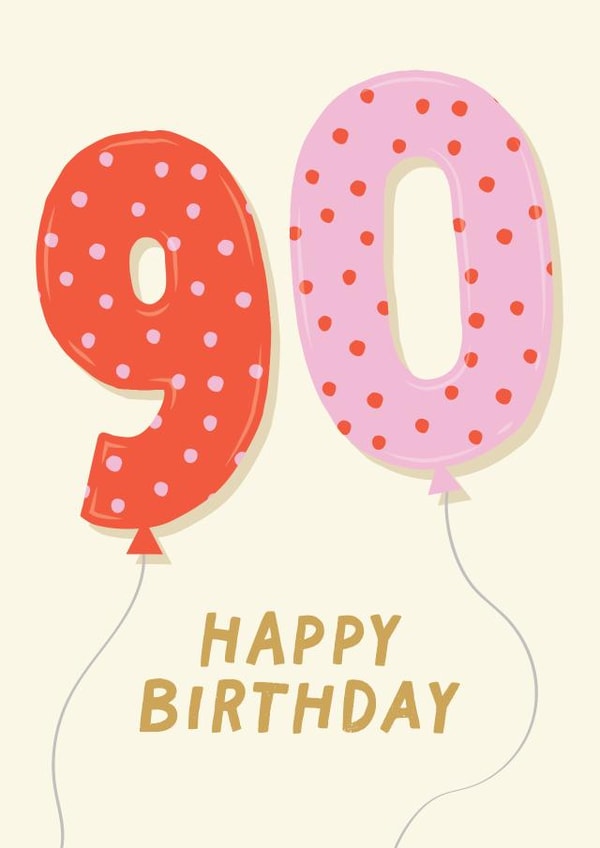 Cute Birthday Card - 90th - For Her created by Pixie Studio