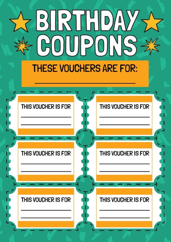 Fun Birthday Card - Personalised Coupons created by AbiGoLucky