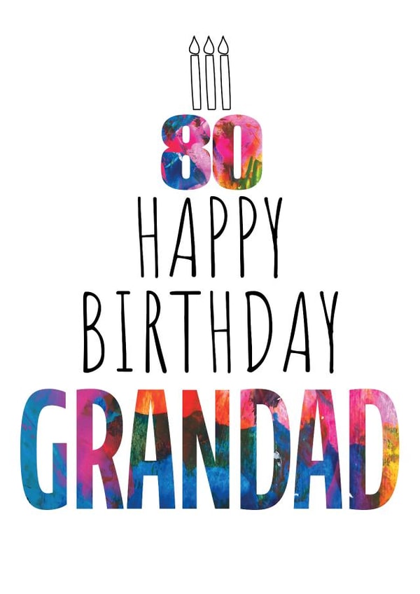 80th Birthday Card - Grandad - Cake and Candles created by size3art