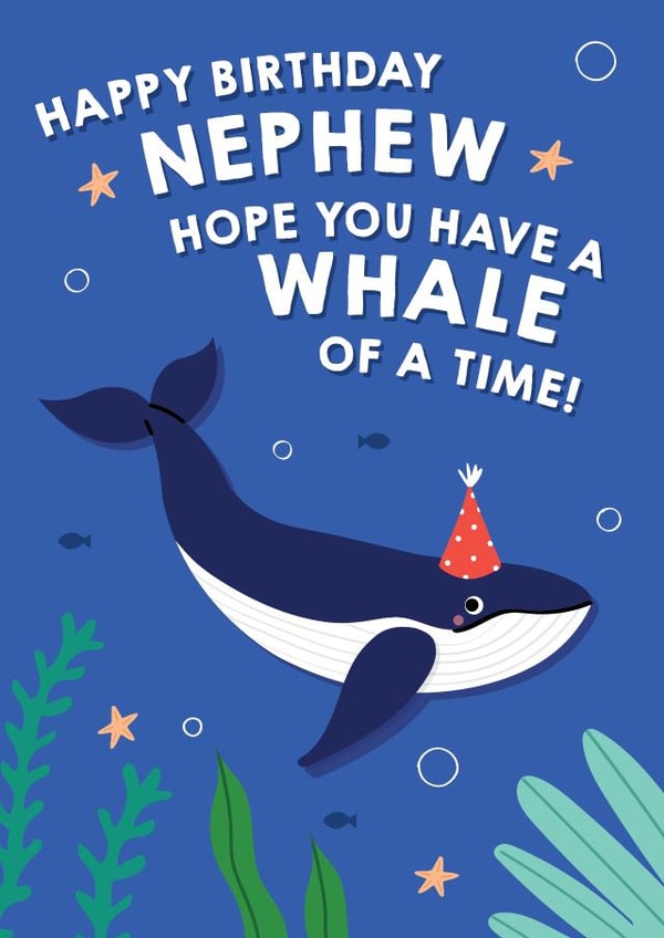 Cute Birthday Card - Nephew - Whale of a Time created by Pixie Studio
