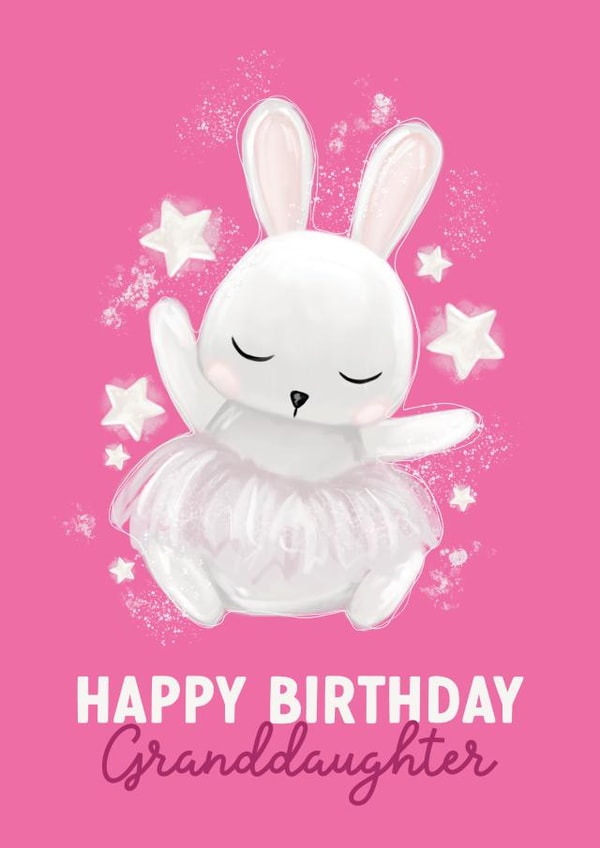 Cute Birthday Card for Granddaughter - Dancing Ballet Bunny created by Wiggle and Wonder