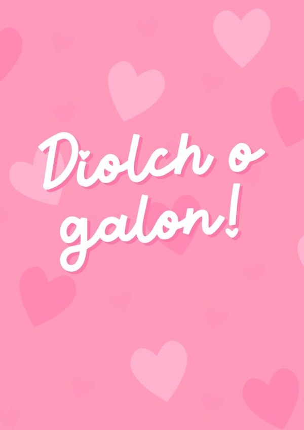 Thank You Card in Welsh - Diolch o galon! created by Queen B & Co.