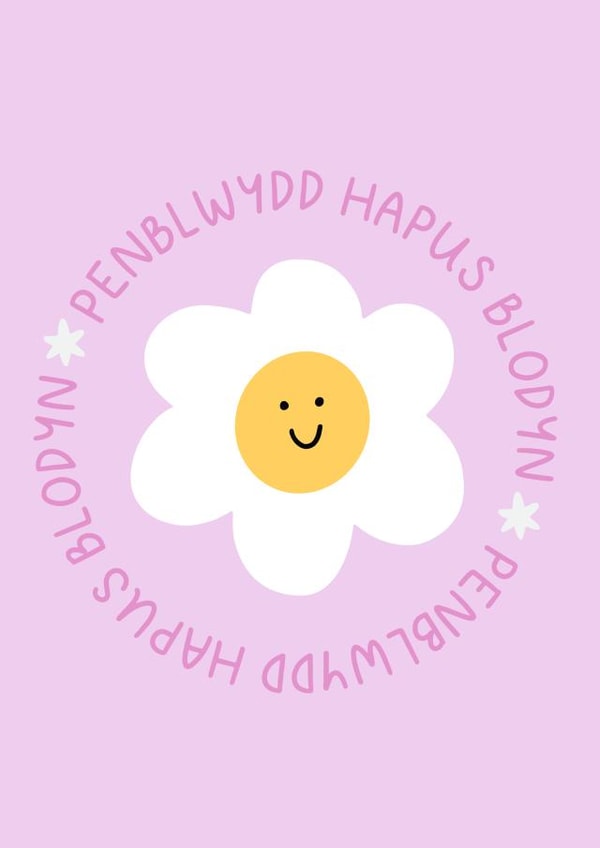 Super Cute Happy Birthday Welsh Card - Penblwydd Hapus created by Queen B & Co.