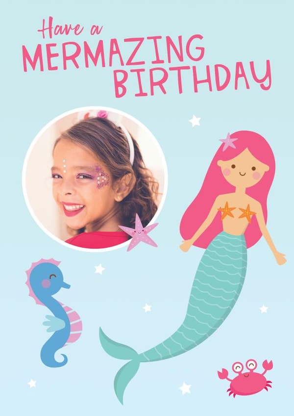 Cute under the sea mermaid photo card for that special little mermaid lover! created by Seabird Studio