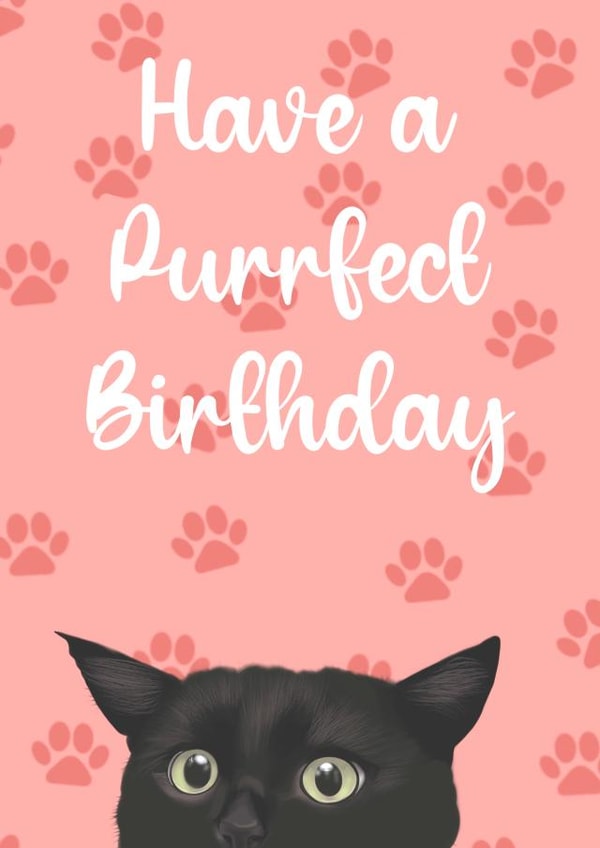 Purrfect Birthday - cat - birthday card created by Yamaste Art