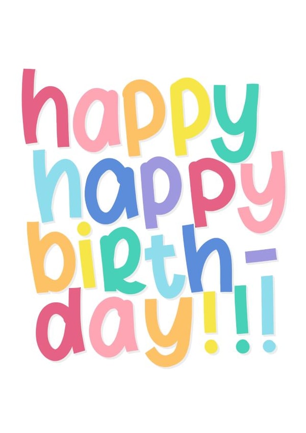 Happy Birthday Card for Friends or Family - Colourful and Bright, Hand Lettered created by Coco and Moo