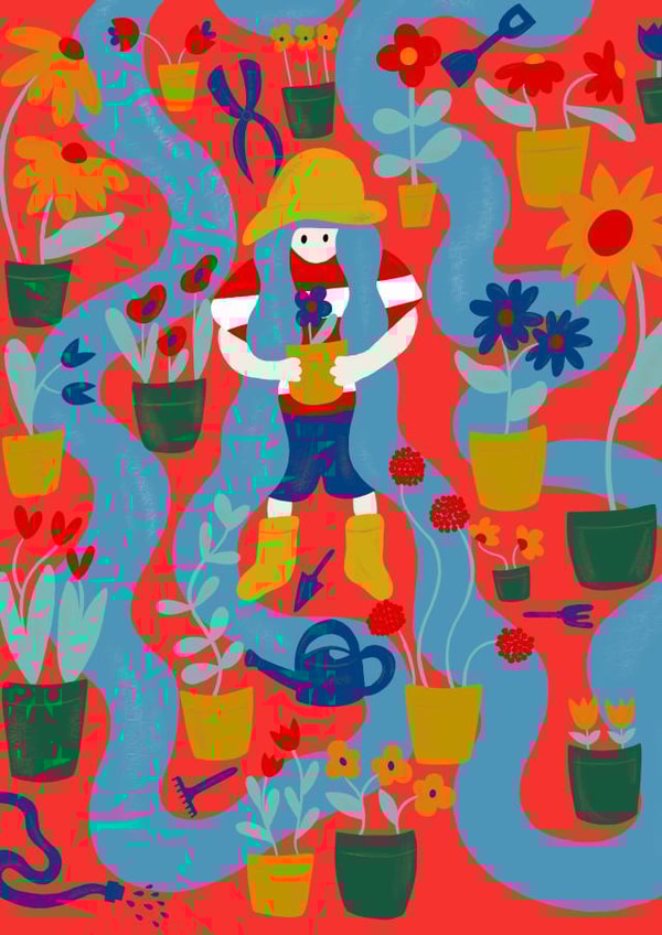 Lady and her Blooms, Colourful card for any occasion created by Milk & Roses