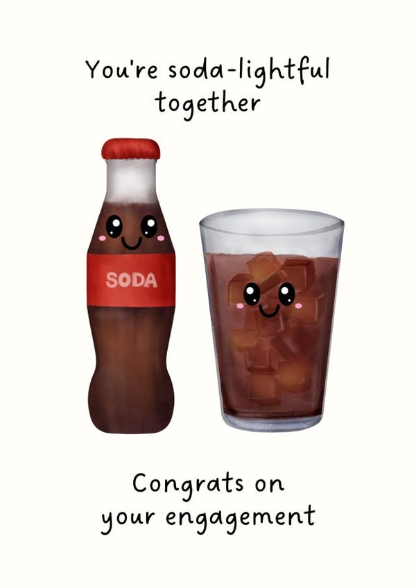 Cute Engagement Card - Soda - couple created by Sundiva Designs