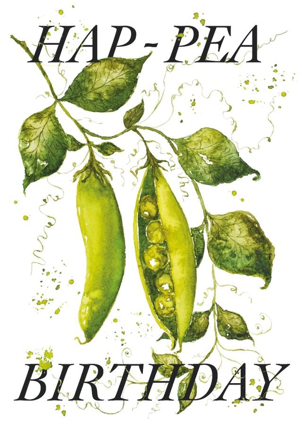 Watercolour peas birthday pun card - Hap-Pea Birthday created by studio frewb