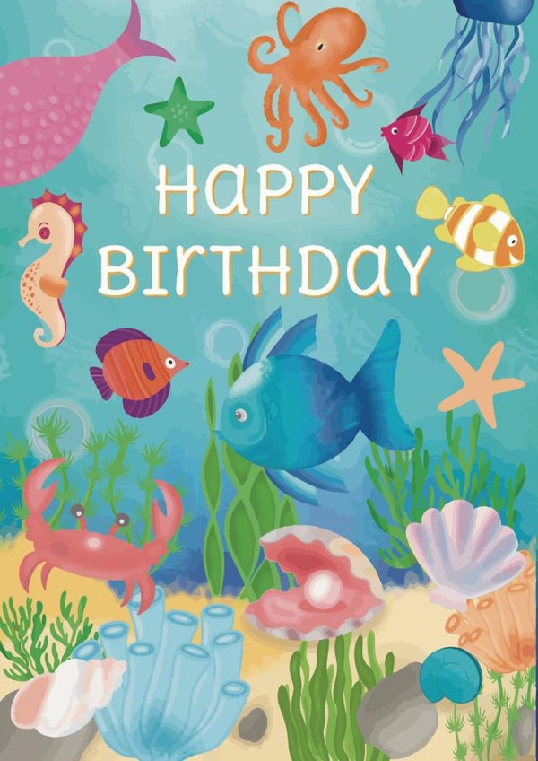 Under the Sea Birthday card - Mermaid - Fish - Sea lover - Colourful and Fun created by Rainee Collections