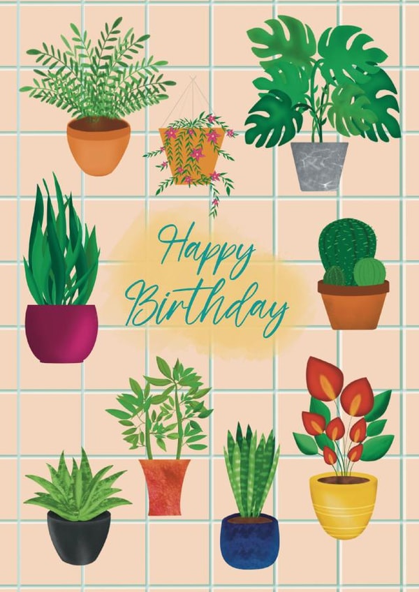 Plant Lover birthday card - plant power - gardening - gardener birthday card created by Rainee Collections
