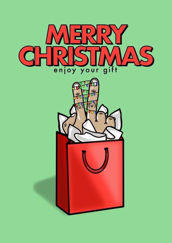 Christmas/Holidays Gift Bag - Rude - Middle Finger - Cheeky swearing created by fyou cards