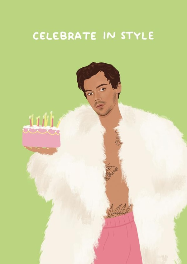 Funny Celebrity Harry Styles Birthday Card created by Lucy Maggie Designs