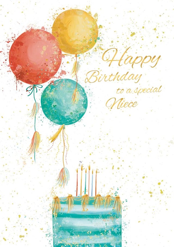 Niece Birthday Card - Cake and Balloons created by Green Elephant Cards