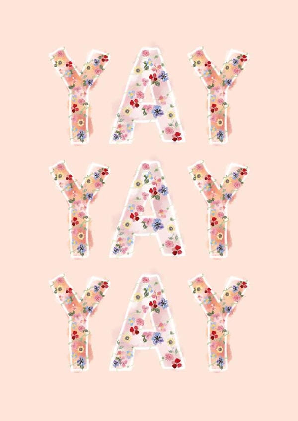 Watercolour Floral Celebration Yay Happy For You Congratulations Card created by Lib's Cards