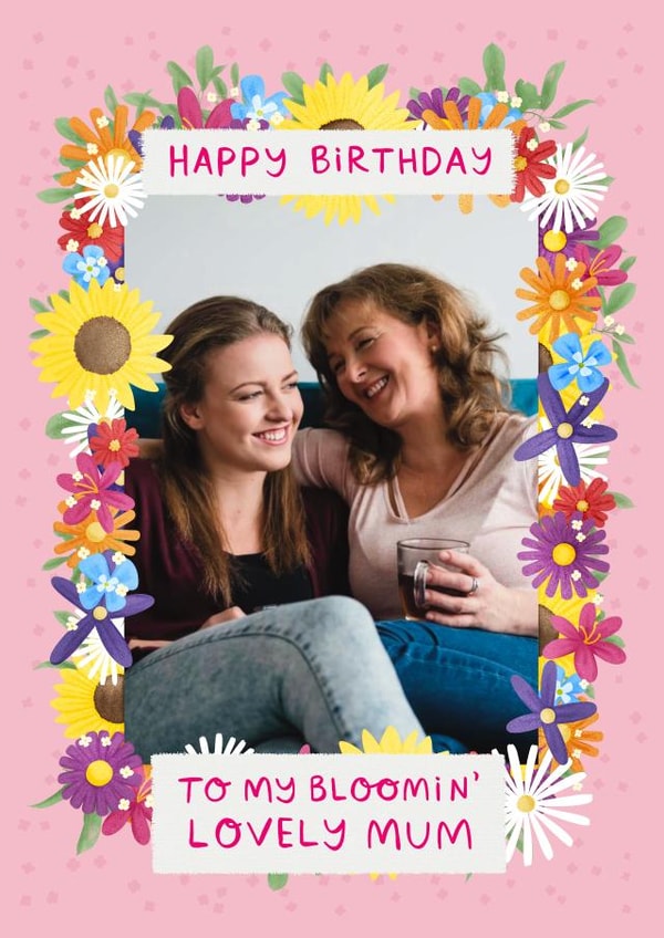 Classic pretty floral photo card for mums special birthday created by Sydney Jo Designs