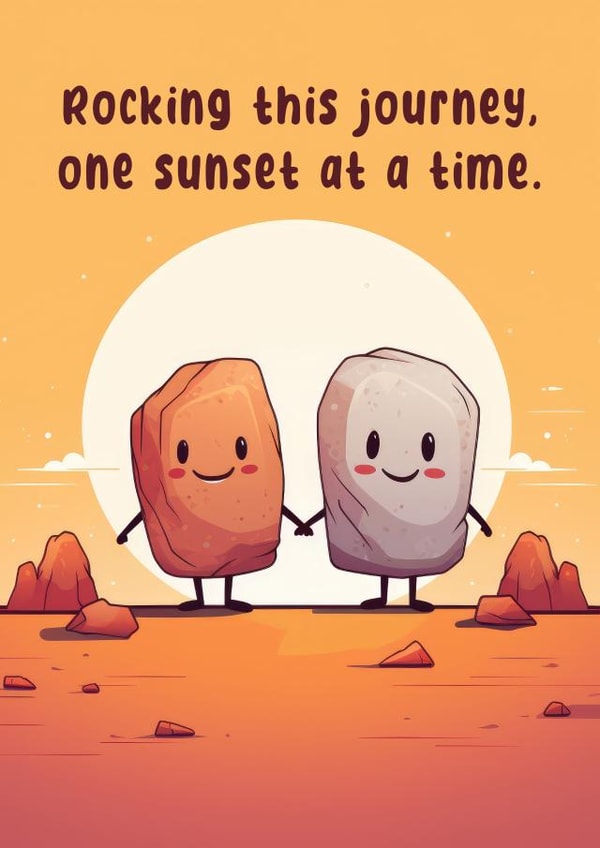 Cute Anniversary / Friendship Card - Rocking this journey, one sunset at a time. created by Nova & Sky