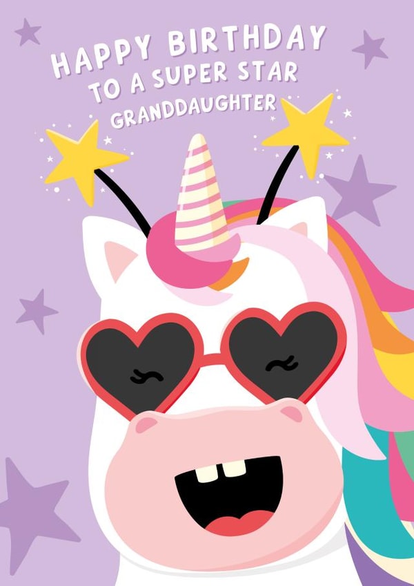 Cute Birthday Card - Granddaughter - Unicorn created by Macie Dot Doodles