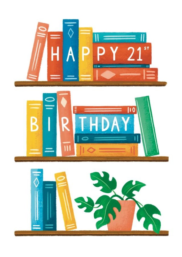 Birthday Card - 21st - Bookworm created by Sophie Kent Illustration