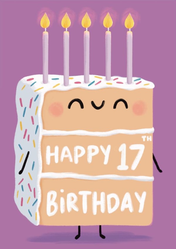 Cute Birthday Cake Card - For 17th created by Sophie Kent Illustration