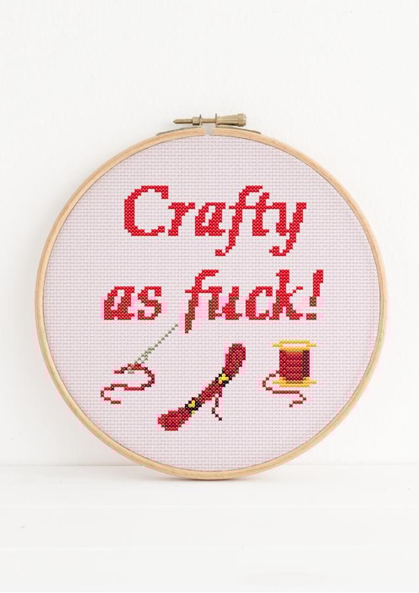 Crafty as Fuck!, a cheeky card for the stitcher or crafter in your life. created by NaviStitch