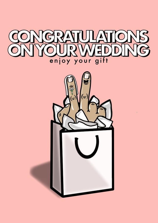 Rude - Wedding Card - V Fingers - Bride and Groom created by fyou cards