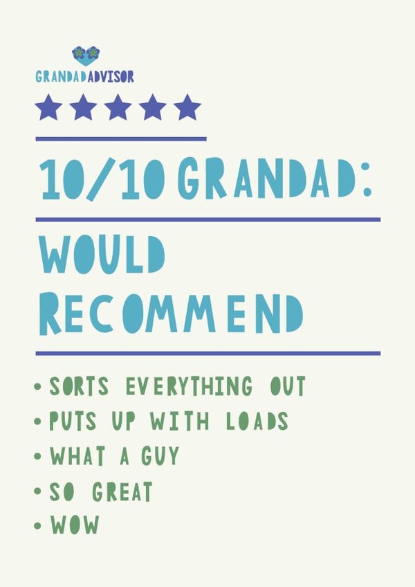 Review style card for Grandad created by HGH ILLUSTRATIONS