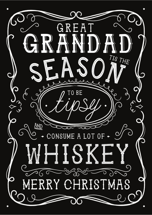 Fun Christmas Card - Great Grandad - Jack Daniels Whiskey created by  la la la     Designs