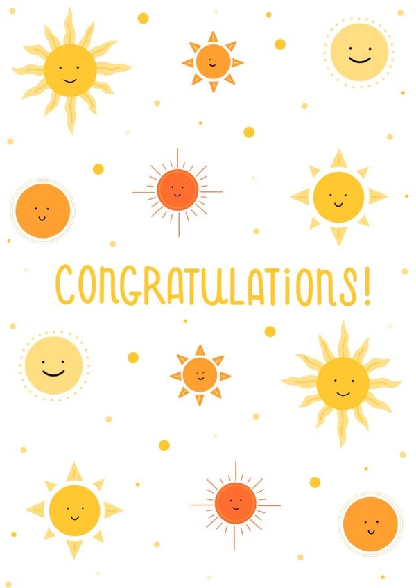 Cute congratulations card, send a sunny smile! created by Emma Tobey Illustration