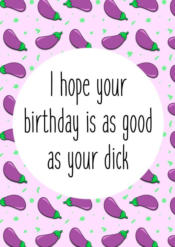 Funny Boyfriend Husband Dick Aubergine Emoji Birthday Card created by @lbandlissy